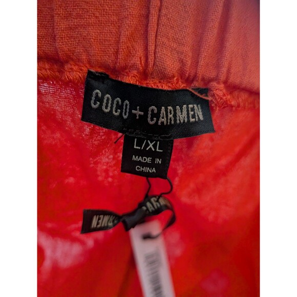 Coco + Carmen Womens Audrey Tiered Ruffle Pants L XL Wide Leg Flared 100% Cotton - Picture 11 of 13